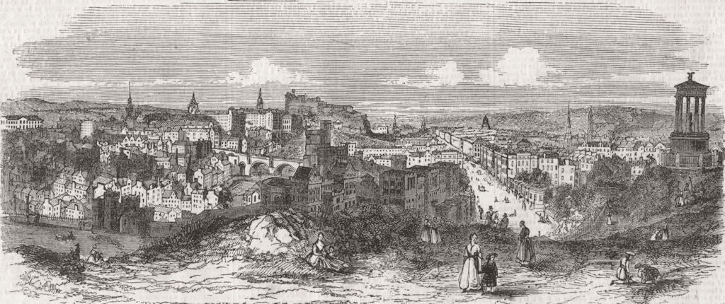 SCOTLAND. View of Edinburgh 1857 old antique vintage print picture